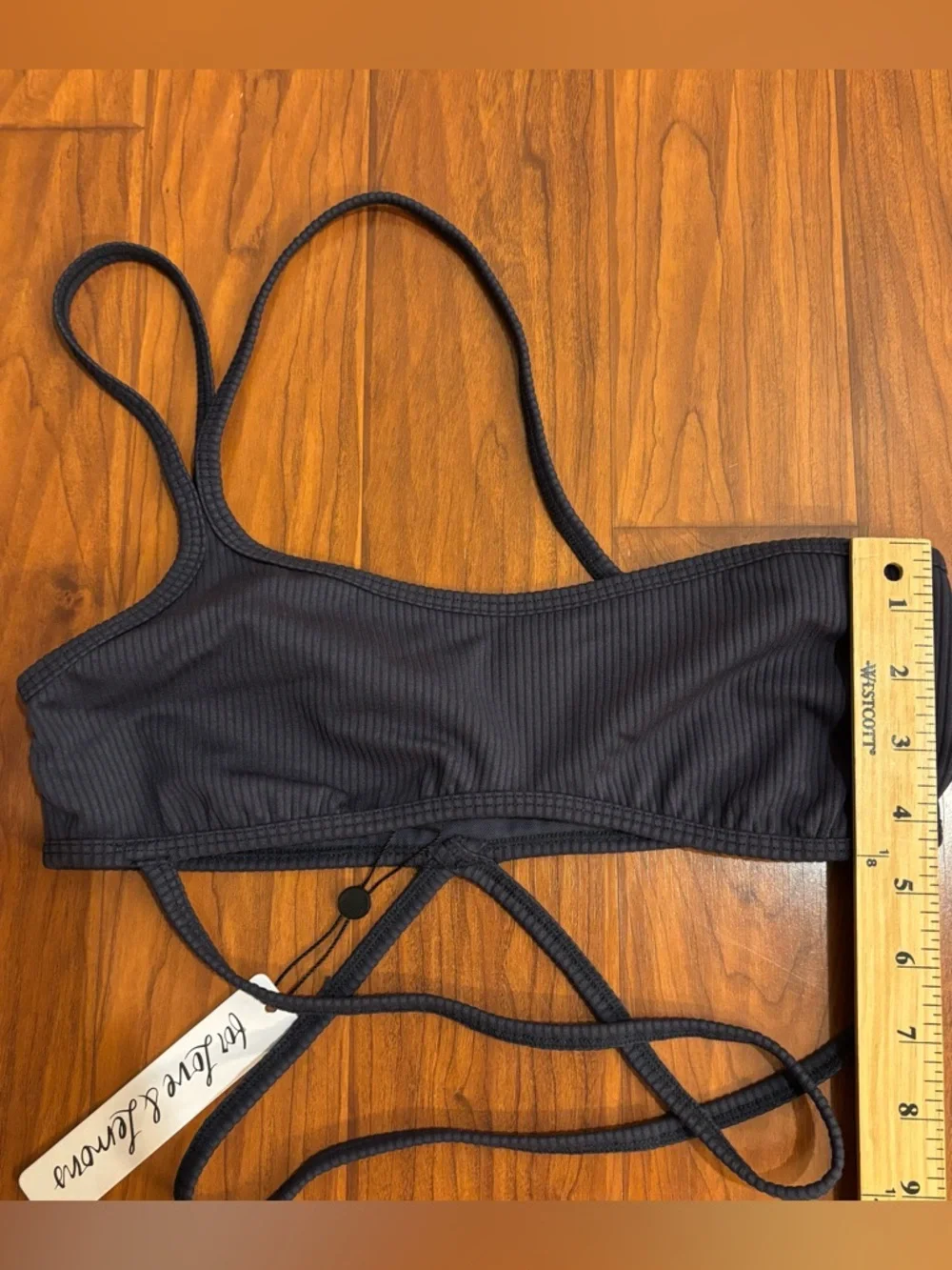 NWT For Love And Lemons Chloe Sports Bra Midnight Blue Navy Ribbed Womens Large